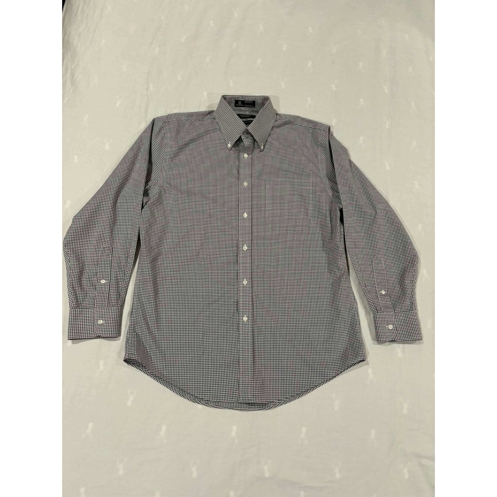 Nordstrom Mens Shop Traditional Fit Wrinkle Free Gingham‎ Dress Shirt 15 32